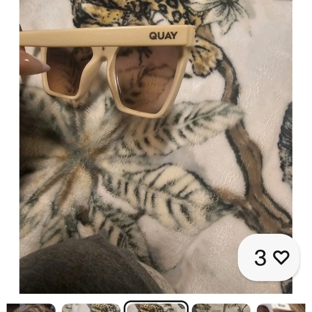 quay australia level up ivory white brown square brow bar sunglasses eyewear NEW - Picture 3 of 3